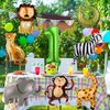 8pcs Jungle Animal Balloons, Safari Animal Balloon Safari Animal Monkey Elephant Zebra Leopard Crocodile Giraffe Lion Balloons Birthday Number Balloons Zoo Party Decoration Supplies (Number 1)