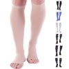 Doc Miller Open Toe Compression Socks, 30-40 mmHg, Toeless, Support Circulation, Shin Splints, Calf Recovery, Varicose, Knee High, Medical Grade, Skin/Nude Socks, Medium Size for Men & Women, Pair