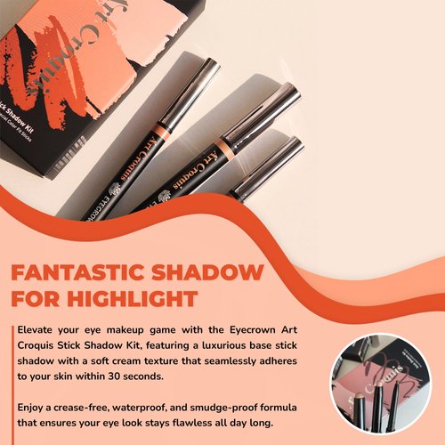 MAKEHEAL] Eyecrown Art Croquis Shadow Kit: Base, Highlighter, Eyeliner, Creamy, Waterproof, Smudge-Proof, Glitter, Pearl, Matte Gel Eyeliner (01 - Earthy)