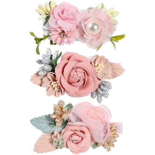 Girls Flower Hair Clips Set 3pcs Flower Hair Bows Clips Accessories for Baby Girl Toddles Teen Gifts (Hiar clips set 1)
