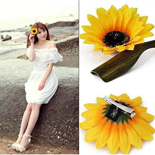 6PCS Beautiful Sunflower Hair Alligator Clips Hair Clamp Hair Styling Accessories for Lady Girls Party Beach Vacation Wedding Decoration