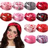 MTLEE 12 Pieces Valentines Day Heart Headbands Pink Hearts Floral Head Wrap Non Slip Head Wraps Elastic Headbands Wide Hair Bands Hair Accessories for Women (Love Pattern)