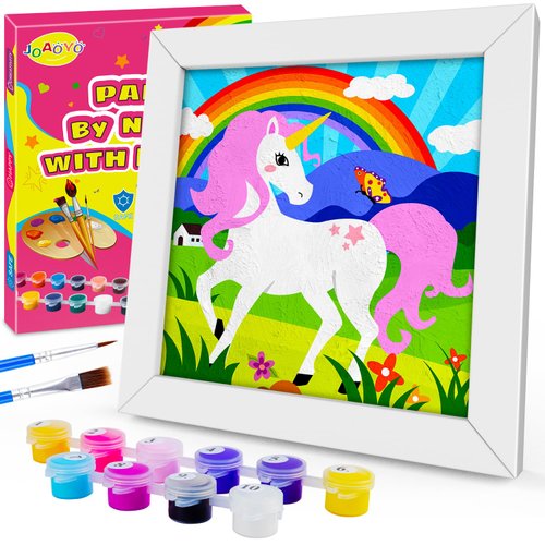JOAOYO Paint by Numbers for Kids Ages 8-12 Easy Acrylic Paint by Number Kits for Girls Boys Adults with Wooden Frame Oil Painting Kits for Kids Ages 4-8 Perfect for Gift Home Decoration (Pink)