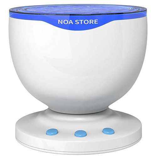 Noa Store Sensory LED Room Lights - Light Projector for Bedroom - Ocean Waves Projection Lamp with Calming Music - Night Light for Kids - Blue Ceiling Projector Lamps for Adults and Children