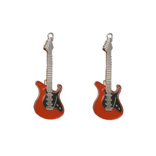 ZHOUMEIWENSP 2PCS Metal Hair Clips Retro Guitar Hairpin with Punk Clips Novelty Hair Style Making (Red)