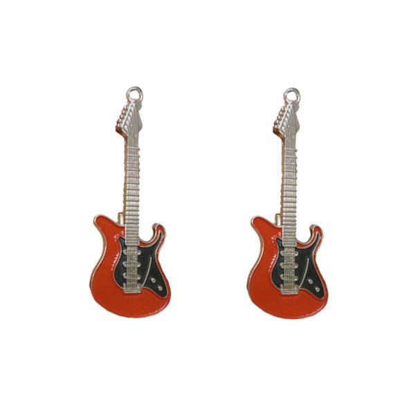 ZHOUMEIWENSP 2PCS Metal Hair Clips Retro Guitar Hairpin with Punk Clips Novelty Hair Style Making (Red)