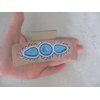 Generic Long lite tan faux leather effect turquoise blue native tribal hair claw clip