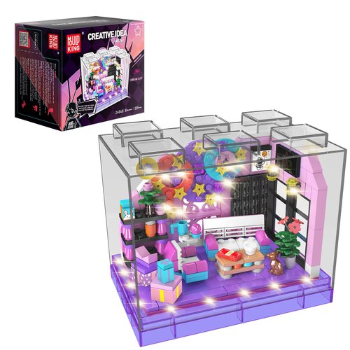 Mould King Friends Shop Toys Building Sets, Mini Store Beautiful Box Model with Light for Birthday, Dream City Collectible Mini Figures, 24040 Display Blocks Kits for Girls Kids Aged 8+ (321 Pieces)