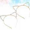Enyolidimk 1Pcs Gold Rhinestone Cat Ears Headband Crystal Cat Ears Hair Band for Women Girls Halloween Cosplay Costume Accessory Women's Costume Headwear Accessories