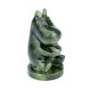 gemshan Hippo Statue Hand Carved Art Natural GreenJade Animal Figurine for Home Office Decoration with Luck