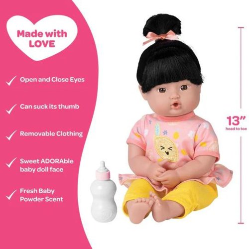 Adora Play Time Babies Collection, 13" Baby Doll with Doll Clothes and Accesories, Made with Sweet Baby Powder Scent, and GentleTouch Vinyl Body, Birthday Gift for Ages 1+ - Bright Citrus