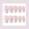 Aimimier 24Pcs French False Nails Simple Pink Nude Glossy Full Cover Artificial Fingernails Medium Square Fake Nails with Glue for Women and Girls (Style 8)