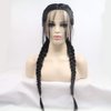 melody wig 1B Black Double Braid Middle Part Synthetic Lace Front Wigs For Women Heat Resistant Fiber Hair 24''