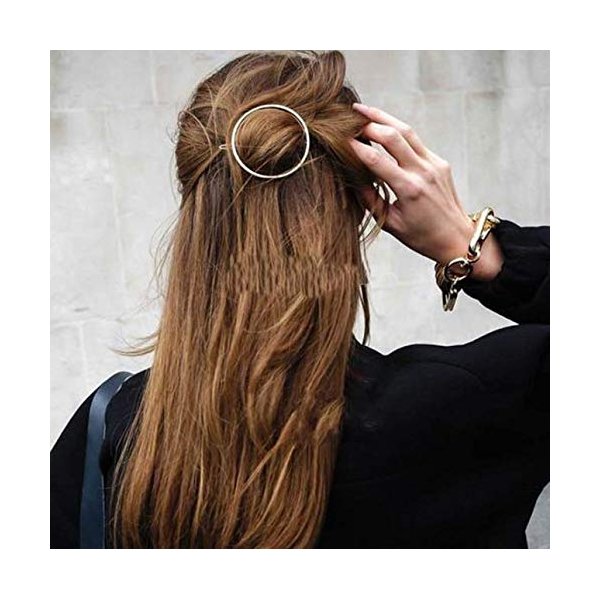 Aeyistry Minimalist Dainty Hair Clips for Women Hollow Geometric for Women and Girls on any Occasion(2 Pcs,1 Gold & 1 Silver)