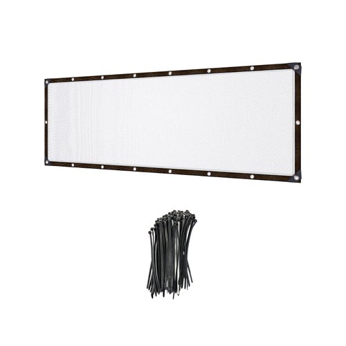 White 90% Shade Cloth, Backyard Fence Covering Privacy,3 x 10FT Patio Privacy Screen,Blockage Patio Sun Shade Cloth Netting Mesh with Chain Link Zip Ties,Keep Light/Cool,Fence Screen for Outdoor Yard