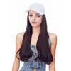 Rugelyss Hat Wig for Women Long Wavy Baseball Cap Wig with Curly Hair Extensions Synthetic Rednish Brown Wig Adjustable White Baseball Hat