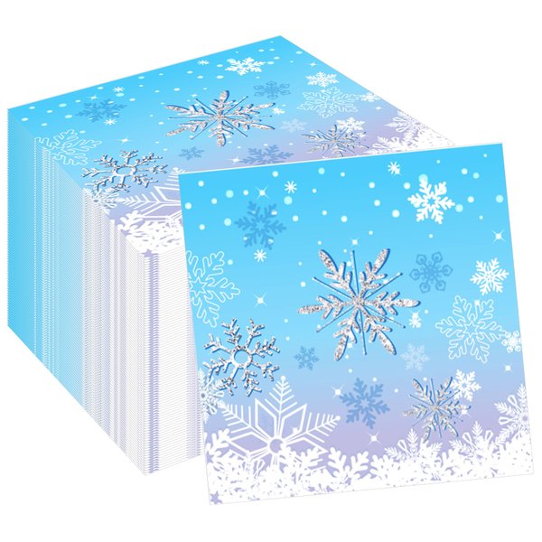 40Pcs Snowflake Paper Napkins Snowflake Winter Wonderland Theme Party Paper Napkins Disposable Snowflakes Party Napkins Set Snowflake Paper Luncheon Napkins Snowflake Winter Wonderland Theme