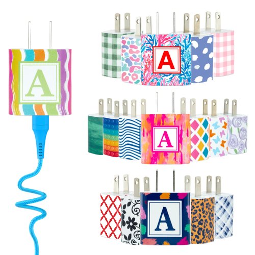 Classy Chargers Monogram Phone Charger Customized Gift for iPhone & Android | Add Optional 6 FT MFI Lightning Cable for iPhone or USB Type C Cable