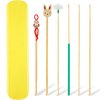 Tondiamo 6 Pieces Bamboo Wood Ear Pick Bamboo Ear Pickers Ear Cleaning Tools for Humans Bamboo Cute Doll Bunny Goose Feather Earpick for Adults Kids Ear Cleaning Kit