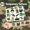 Cherisnowy 48 Military 24PCS MilitaryTemporary Tattoos Sticker 24PCS Slap Bracelets Perfect for Themed Birthday Party Favors Baby Showers or Classroom Rewards Ideal Decor and Gifts for Girls and Boys