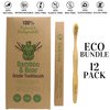 Gaia Guy Natural Bristle Bamboo Toothbrush with Boar Bristles - Totally Biodegradable and Compostable - No Nylon Toothbrushes - Zero Waste 12-Pack