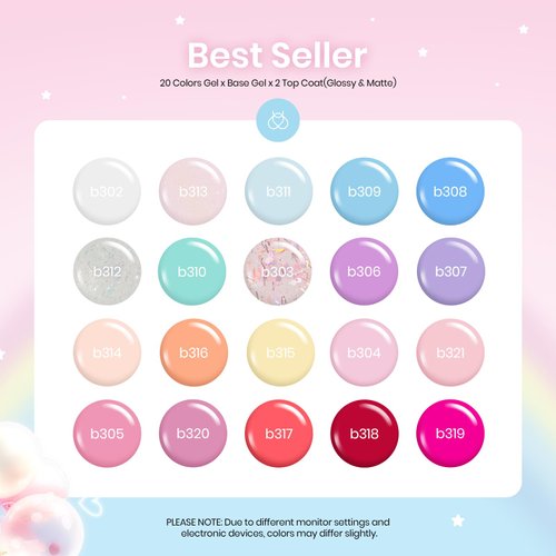 Beetles 23Pcs Gel Nail Polish Set with Base Gel Top Coat Summer Pastel Bright Neon Colors, 2024 Summer Gel Polish Kit Nude Blue Pink Red Green Purple Colors Soak off Uv Nail Gel Gift for Girls