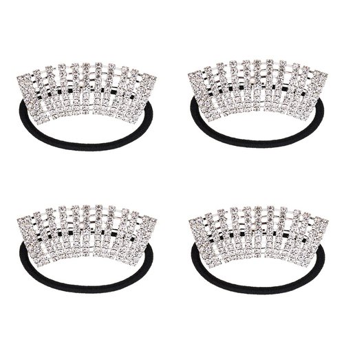 Ruihfas 4Pcs Rhinestone Glitter Scrunchies Ponytail Holder Hair Cuffs Stretchy Elastic Hair Tie B...