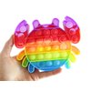Rainbow Crab Bubble Pop Fidget Toy - Ocean Sea Animal Silicone Push Poke Bubble Wrap Fidget Toy - Pop the Bubbles Down Then Flip it over and Do it Again - Sensory Stress Toy OT