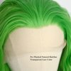 Luwigs Green Lace Front Wigs Curly Wavy Synthetic Heat Resistant Fiber Wigs for Women Lime Green Loose Wave Per Plucked Natural Hairline (22 Inch, Green,Curly)
