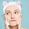 SHEHARUHI 3 PCS Spa Makeup Skincare Headband Soft Stretch Cute Animal Ears Headband for Women Girls Soft Coral Fleece Face Wash Hair Accessories