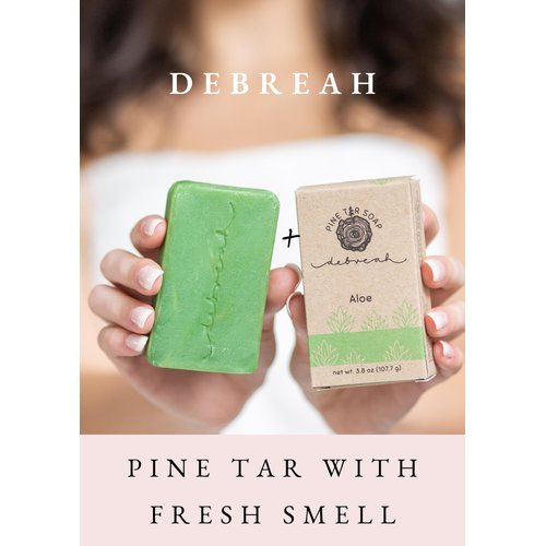 Debreah Aloe Bar Soap, Benefits of Pine Tar with a Fresh Smell, for Men and Women, Handmade, Vegan, Hot Process, Face And Body Soap