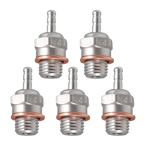 5Packs RC Glow Plug #4 N4 Medium Hot Spark Nitro Engine Parts 70117 Compatible with Traxxas Kyosho Redcat HPI HSP 1/8 1/10 RC Car Truck Buggy