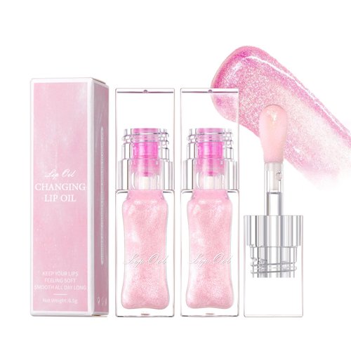 Eatnoo New Boss Up Color Changing Lip Oil PH，Warm Change Moisturizing Lip Gloss，Upgraded Magic Big Brush Color Changing Lip Oil，Long Lasting Nourishing Lip Glow Oil Non-sticky Primer Lip Tint(2pcs)