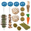 JOR Bunny Chew Delights, Oral Care, Enrichment and Entertainment Assorted Treats for Rabbits, Timothy Hay, Rattan & Calendula Balls, Cinnamon Sticks, Wood Ladder, Loofah Slices, 20 Pcs per Pack 