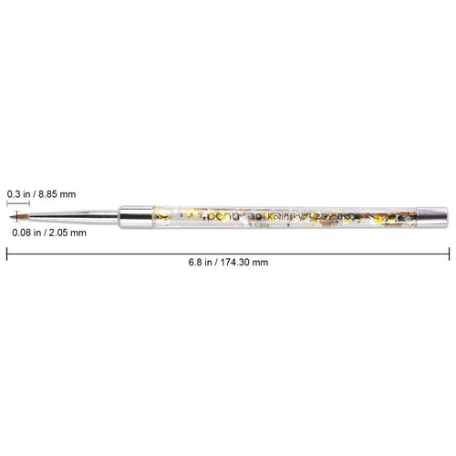 PANA 3D Kolinsky Nail Art Brush - Gold Glitter Handle, Size 2 - Acrylic Nail Art Sculpture Brush for Manicures Pedicure Salon Professional or Beginner