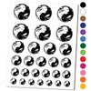 Yin Yang Sleeping Bunny Rabbits Temporary Tattoo Water Resistant Fake Body Art Set Collection - Black (One Sheet)