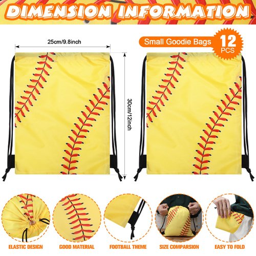 Poen 48 Pcs Softball Party Favors Softball Themed Supplies Include 12 Softball Drawstring Backpack 12 Mini Softball 12 Softball Keychain 12 Softball Wax Thread Braided Bracelet Inspirational Team Gift