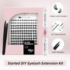 Higu clace DIY Eyelash Extension Kit, 144pcs D Curl Lash Clusters, 8-16mm Softy Cluster Lashes, with Lash Bond and Seal, Lash Tweezers, Reusable Fluffy Cluster Eyelash Extension Kit(R-08 Kit)