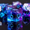 YEMEKO Beholder'S Eye DND Dice- Dragon Eye Liquid Core Sharp Edge Handmade Dice Set for Dungeons and Dragons Ttrpg, Multi-Sided RPG Polyhedral Resin Roleplaying(Blue Purple