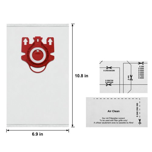 12 Pack FJM Vacuum Bags Compatible with Miele FJM Bags AirClean 3D Efficiency Vacuum Cleaner, Include 4 Pair Pre-Motor and Post-Motor Filters