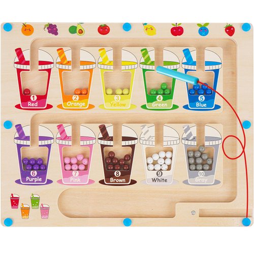 Magnetic Color and Number Maze, Montessori Toys for 2 3 Year Old, Toddler Toys for Ages 2-4 Girls Boys, Wooden Toddler Puzzles Magnets for Kids 3-5, Magnetic Board Toy, Learning Toys Birthday Gifts