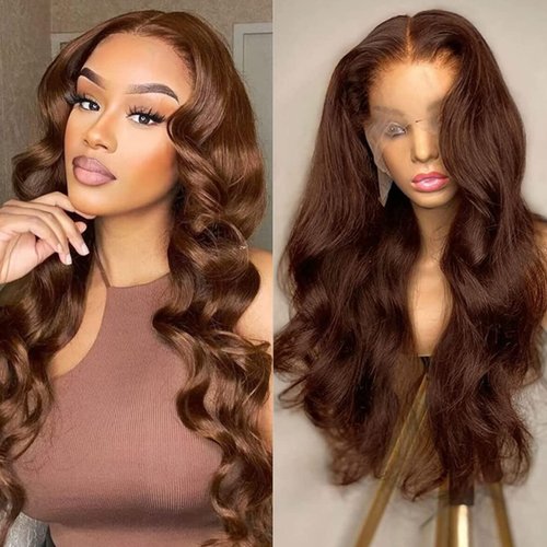 MISSJAY 24 Inch Chocolate Brown Lace Front Wig 13x4 Hd Lace Front Wigs Human Hair Body Wave Lace Front Wigs Human Hair Glueless Wigs Human Hair Pre Plucked
