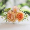 Fangsen Elegant Silvery Rose Peony Hydrangea Daisy Handmade Flower Headpiece Perfect for Wedding Hair Accessories Floral Hair Accessories Hair Comb and Bridal Accessories (Orange)