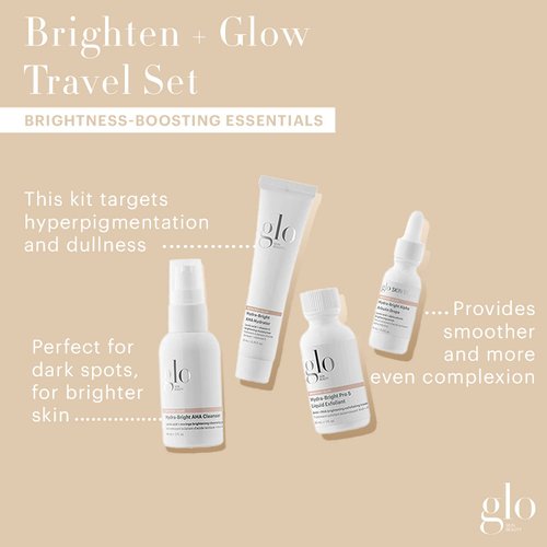 Glo Skin Beauty Brighten + Glow Travel Set | Mini Professional Skincare Kit | Travel Size Skincare Regimen Collection