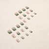 Green Press on Nails Short Square Fake Nails Small Flower False Nails with Designs Cute Cloud Floral Acrylic Nails Full Cover Glossy Stick on Nails Spring Summer Glue on Nails for Women Girls Manicure