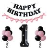 PLAP Birthday Number Balloon Bow Black Party Supplies 32 "Birthday Number Decoration (Pink black number set 1)