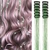 Clip in Hair Tinsel Pack of 12 Pcs 24 Inch Glitter Green Heat Resistant Sparkle Fairy Hair Extensions Accessories for Kids Girls & Women(24Inch 12Pcs,Grass Green)