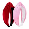 YanJie Valentines Knotted Headbands for Women Red Velvet Wide Headband for Girl Non Slip Knot Hair Band for Women Fashion Valentines Day Headbands Gift Red Hot Pink