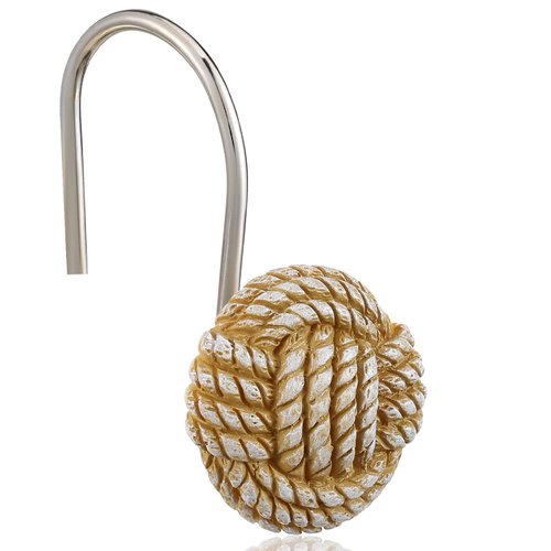 Gracelife Home Decorative Shower Curtain Hooks Seaside Off-White Nautical Metal Shower Curtain Hangers Bathroom Accessories