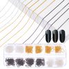 NICENEEDED 12 Strips Metal Nail Art Chains, Nail Jewelry Chains Nail Decorations with Box, 3D Gold & Silver & Black Nail Chains Nail Ornaments Nail Art Studs for Manicure Decoration & DIY